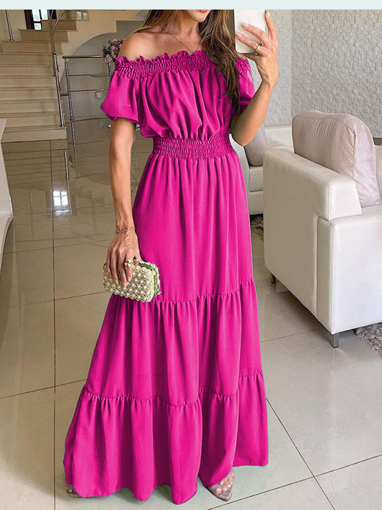 Vienspalvė vasarinė "Boho" stiliaus suknelė