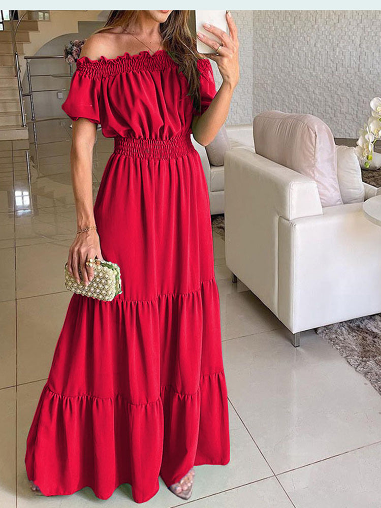Vienspalvė vasarinė "Boho" stiliaus suknelė