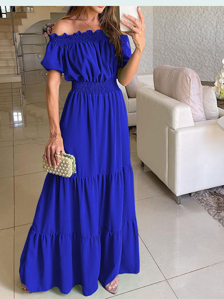Vienspalvė vasarinė "Boho" stiliaus suknelė