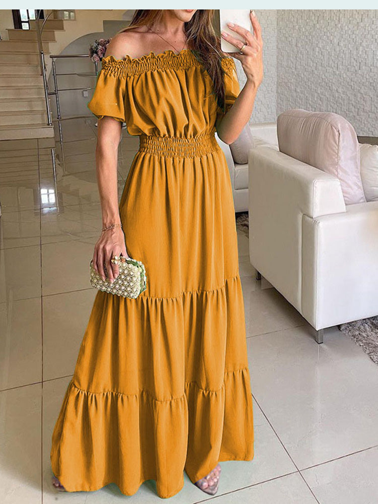 Vienspalvė vasarinė "Boho" stiliaus suknelė
