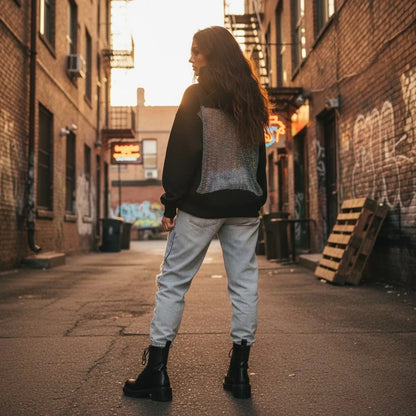 Sparkle & shine Oversized džemperis su gobtuvu