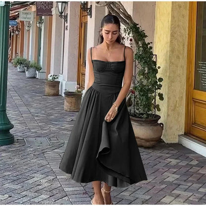 Elegantiška pliusuota vasarinė suknelė