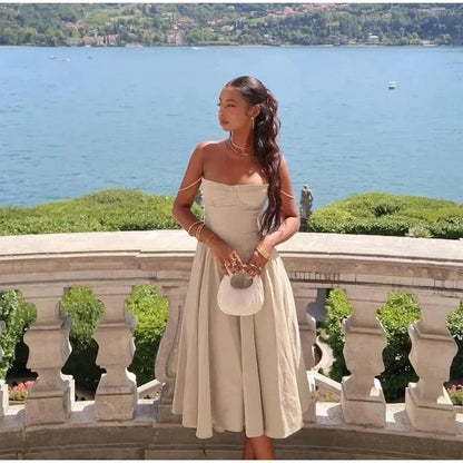 Elegantiška pliusuota vasarinė suknelė