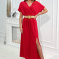 Ilga suknelė su dekoratyviniu diržu -  Raudona