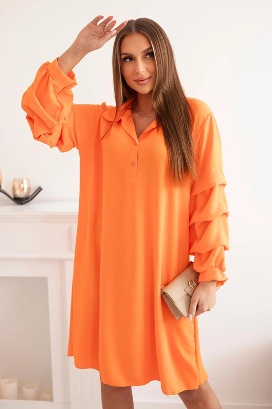 Oversized suknelė dekoratyvinėmis rankovėmis - Apelsinas