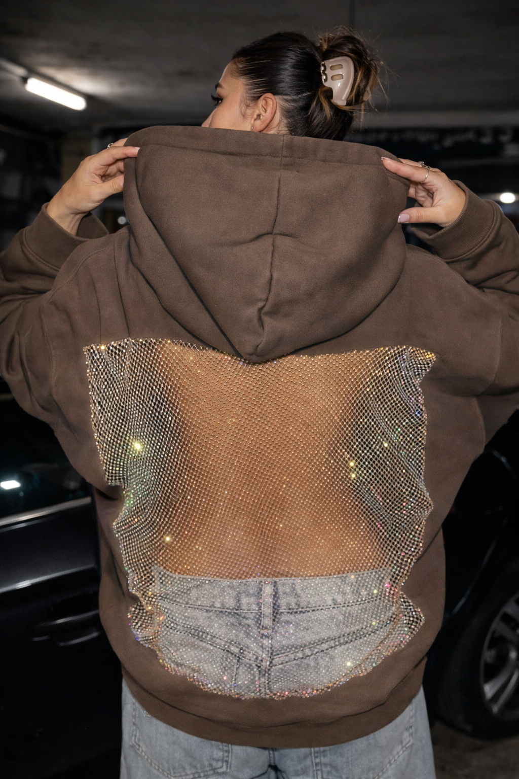 Sparkle & shine Oversized džemperis su gobtuvu