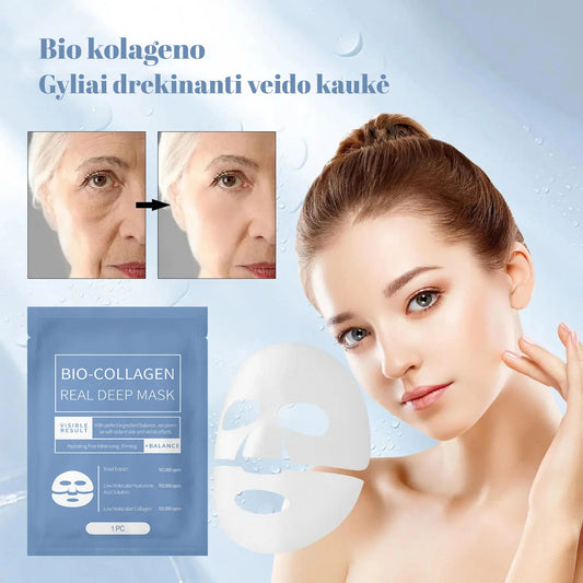 Korėjietiška gyliai drekinanti veido kaukė nuo raukšlių - Bio Collagen